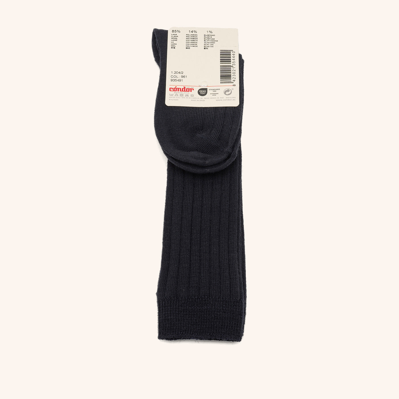 bisgaard x Cóndor merino wool rib knee high socks azul oscuro