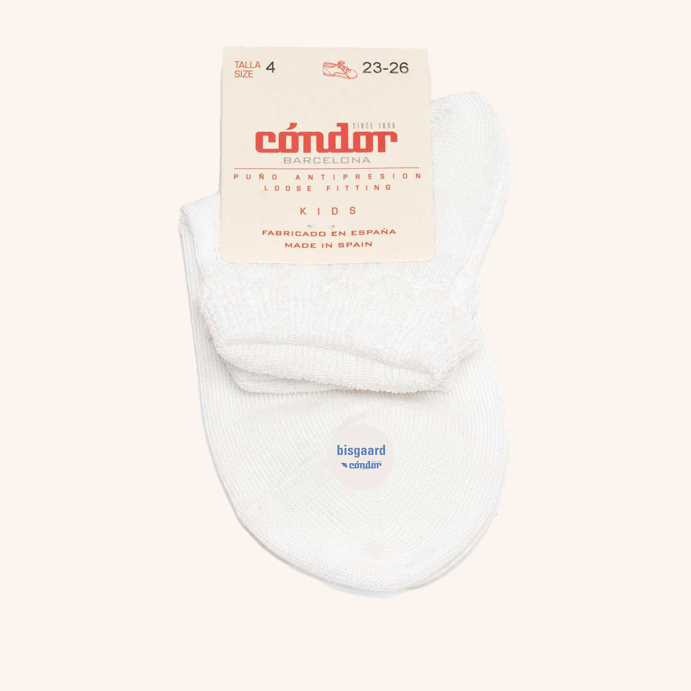 bisgaard x Cóndor cotton ankle sock with openwork blanco