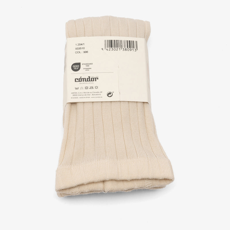 bisgaard x Cóndor merino wool rib tights hueso