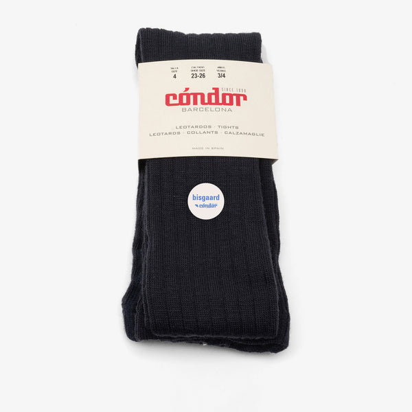 bisgaard x Cóndor merino wool rib tights azul oscuro