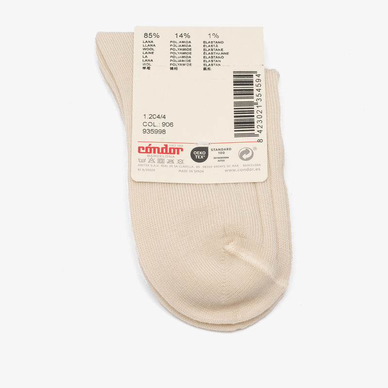 bisgaard x Cóndor merino wool rib short socks hueso