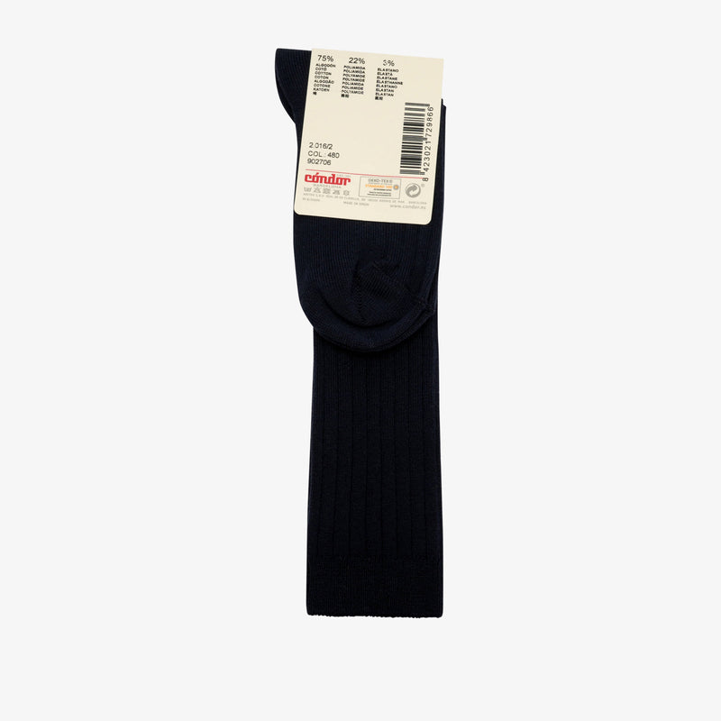 bisgaard x Cóndor cotton rib knee high socks navy