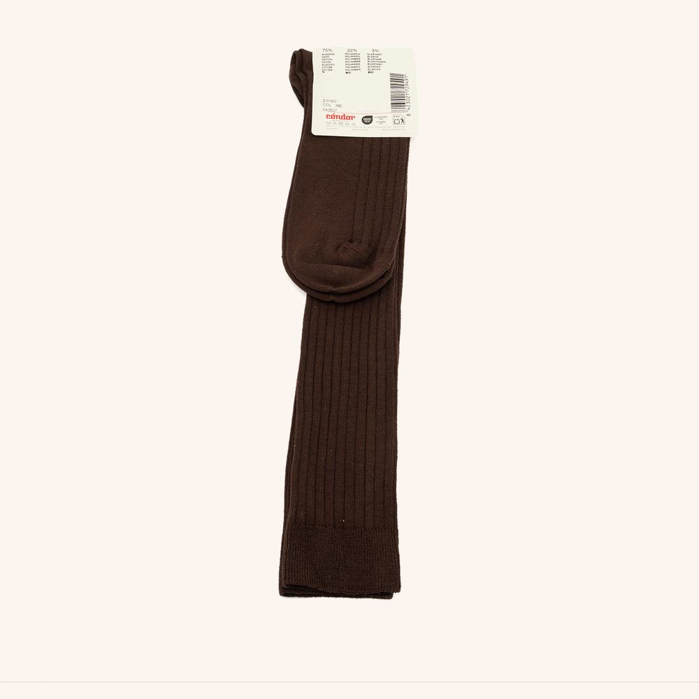 bisgaard x Cóndor cotton rib knee high socks brown