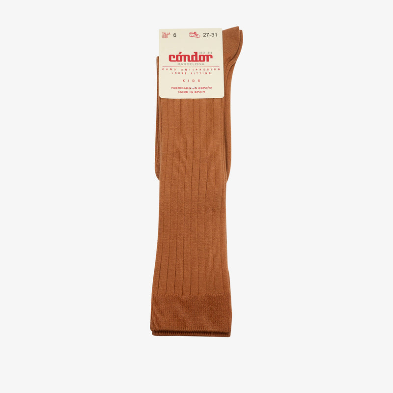 bisgaard x Cóndor cotton rib knee high socks canela
