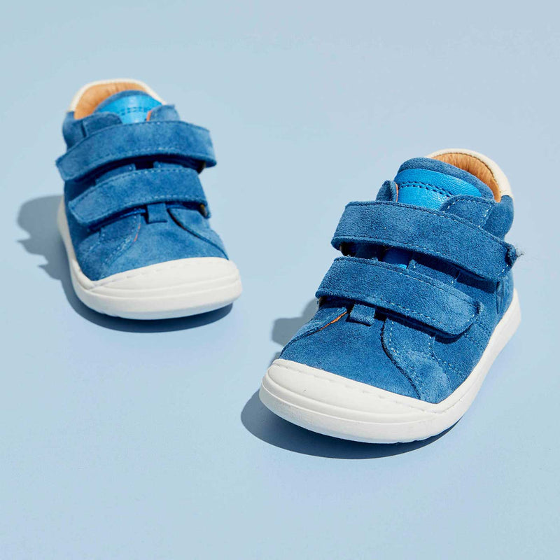 Bisgaard Thor V Denim kids' sneakers with blue denim fabric and white rubber sole