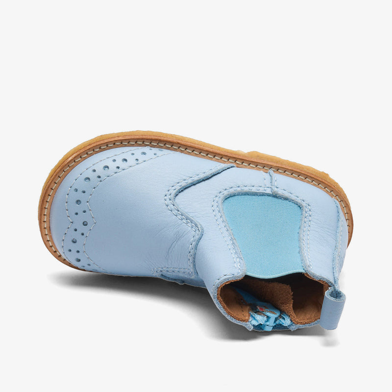 Bisgaard sus baby blue leather shoes with velcro strap for infants