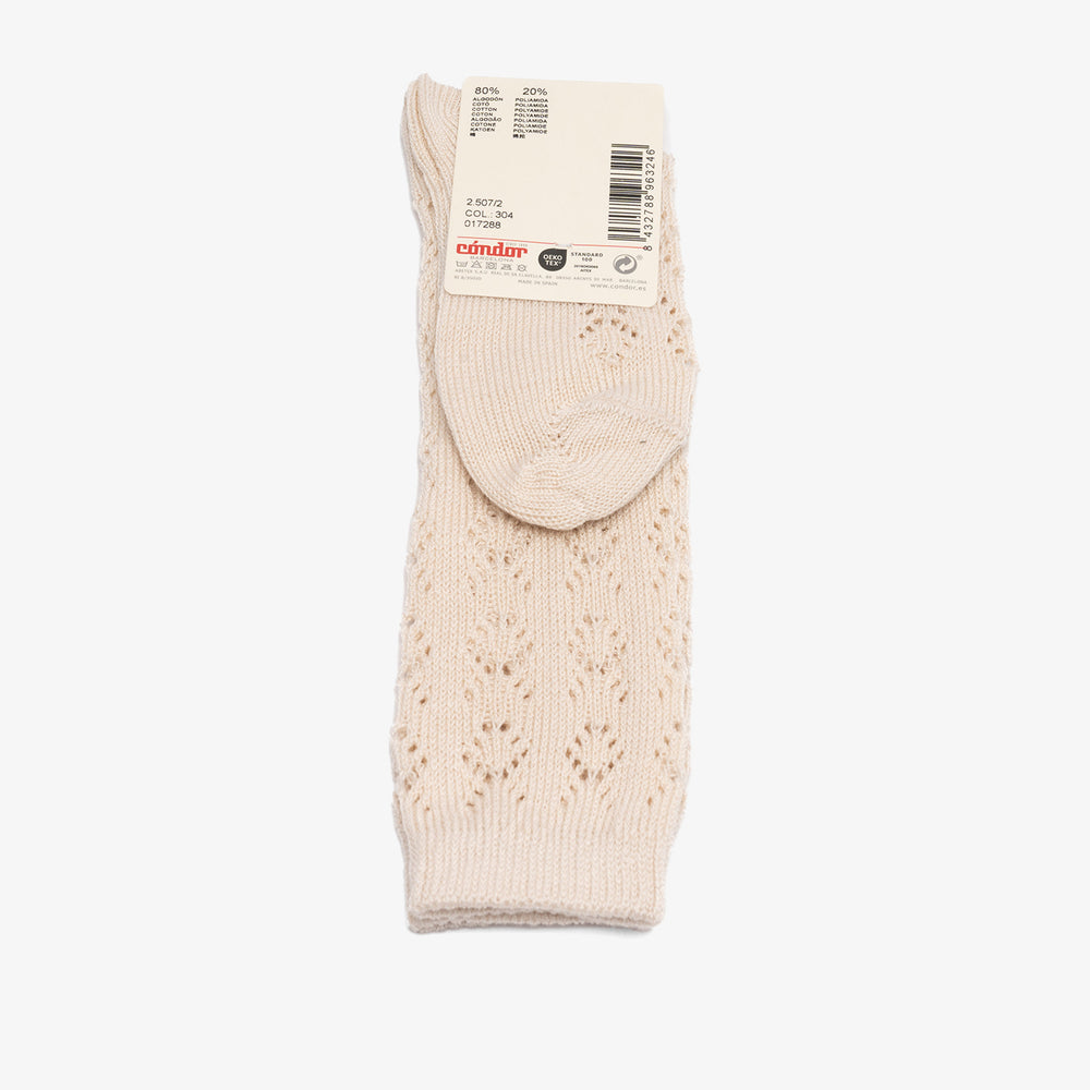 bisgaard x Cóndor cotton knee high with openwork lino
