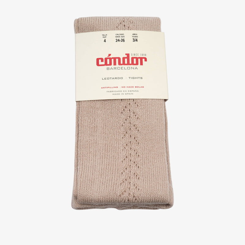 bisgaard x Cóndor cotton tights with side openwork piedra