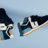 Blue leather bisgaard winston ocean boys' shoes with white soles