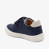 bisgaard rob navy leather shoes for boys with velcro straps