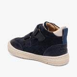 bisgaard dylan navy leather children's shoes with white sole and laces