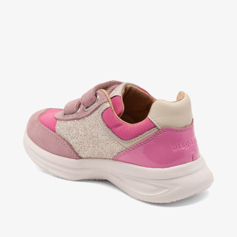 Bisgaard Yuki Glitter Blush Girls Shoes - Sparkling Pink Sneakers