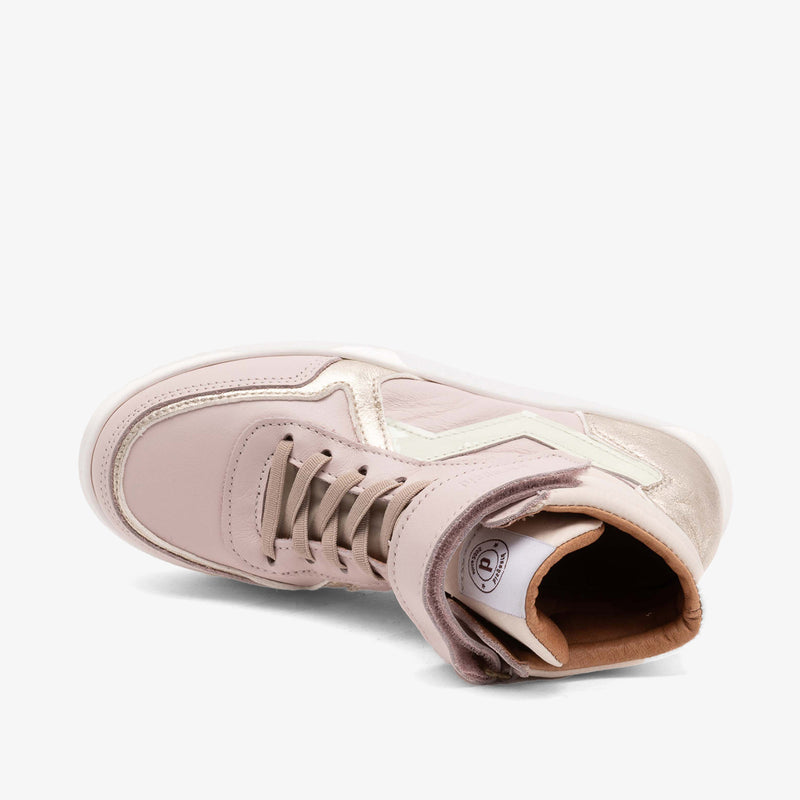 bisgaard mio e baby rose pink leather baby shoes with lace-up design