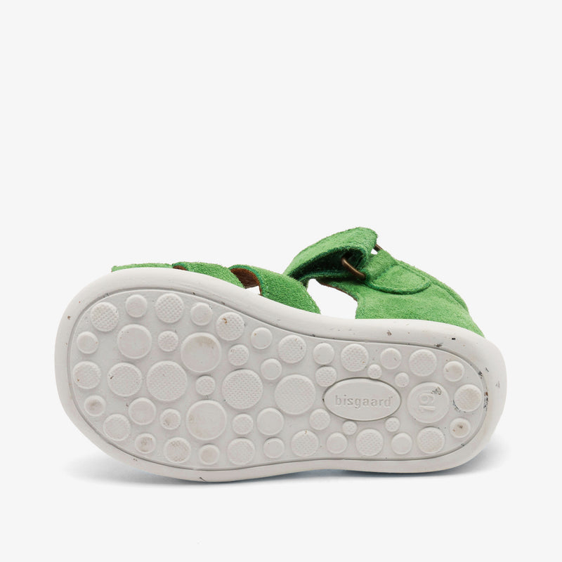 Green leather Bisgaard Carly Grass sneakers for kids with white sole