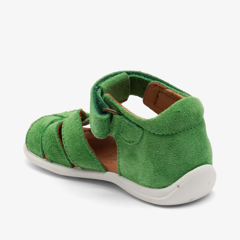 bisgaard carly grass green leather kids shoes with laces