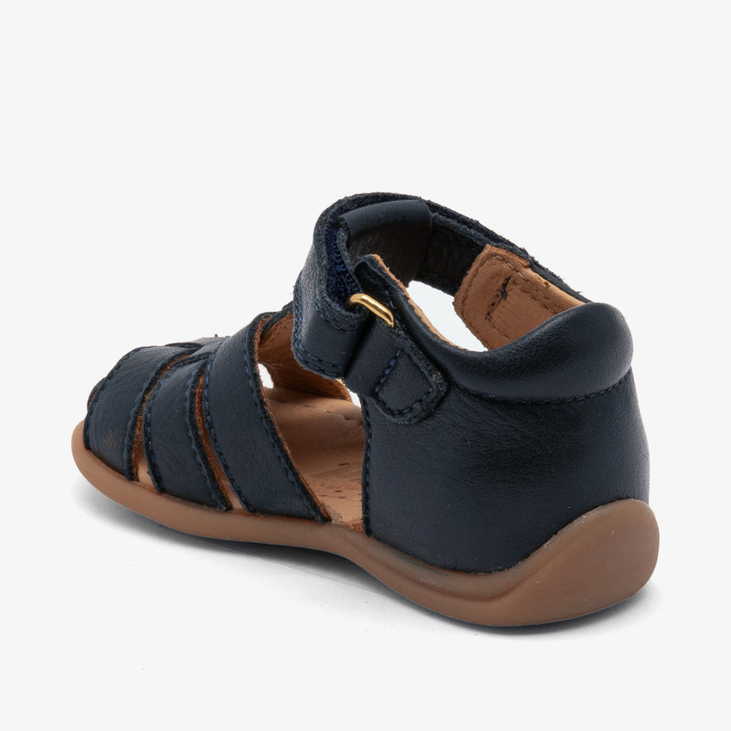 Stylish bisgaard carly navy leather shoes for kids with white sole