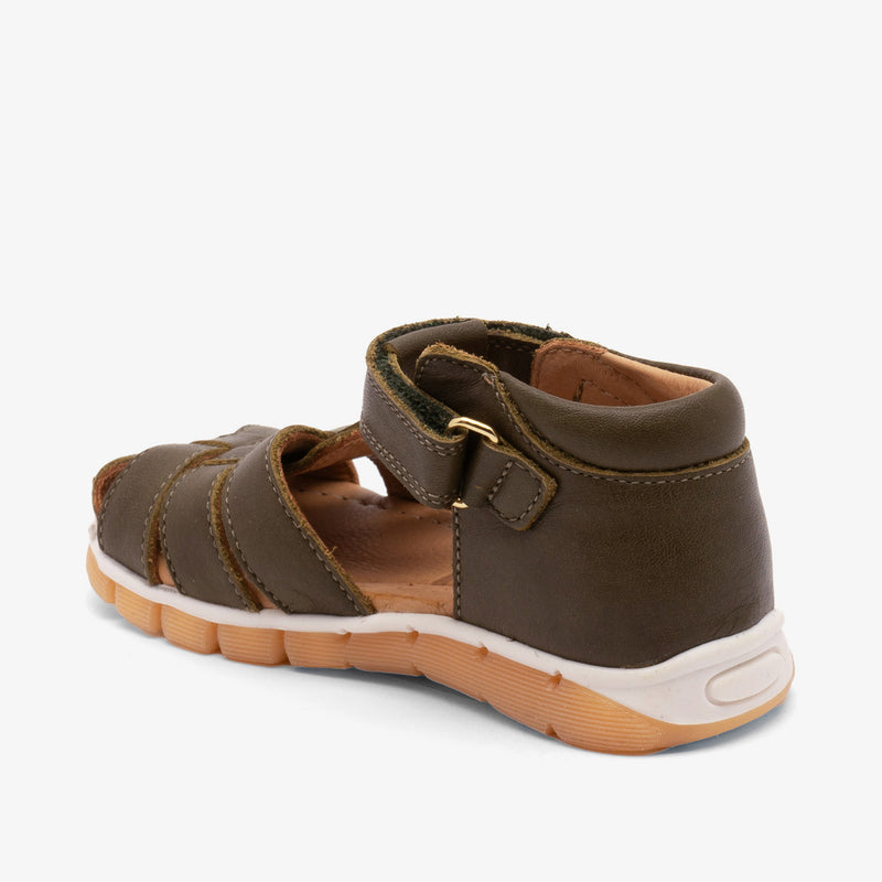 Bisgaard Billie Khaki leather high top sneakers for kids