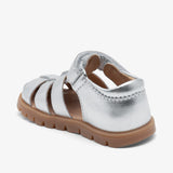 A pair of bisgaard beka s silver shoes with a metallic finish for kids