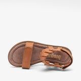Bisgaard Cille Cognac Leather Girls Boots with Side Zipper and Rubber Sole