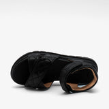 Black leather Bisgaard Obi shoes with Velcro strap and rubber sole