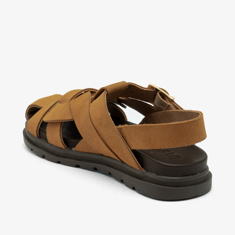bisgaard arda camel leather kids boots with lace-up detail